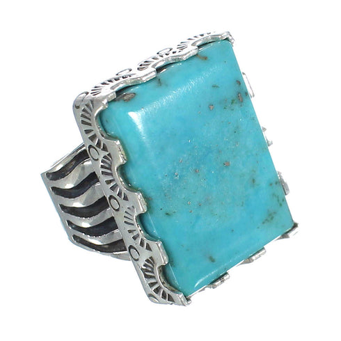 Southwestern Authentic Sterling Silver And Turquoise Jewelry Ring Size 5-1/4 WX62098